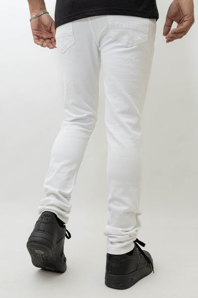 Men's Stretch SKINNY Denim DS-001 WHITE RIPS