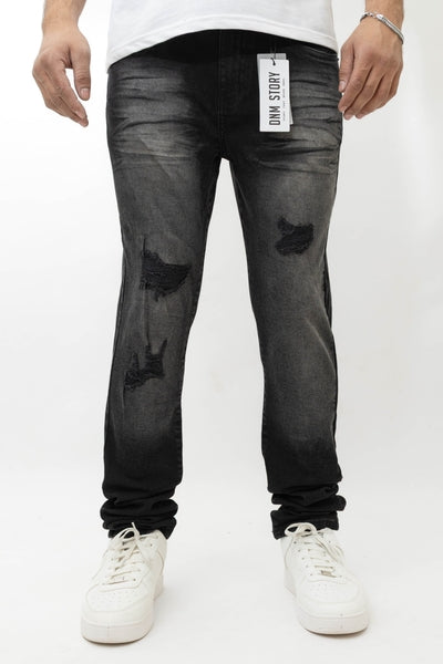 Men's Stretch SKINNY Denim DS-016 BLACK WASH