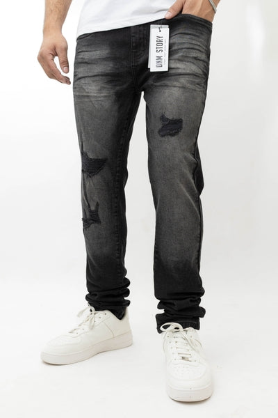 Men's Stretch SKINNY Denim DS-016 BLACK WASH