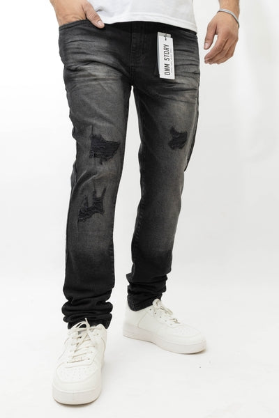 Men's Stretch SKINNY Denim DS-016 BLACK WASH